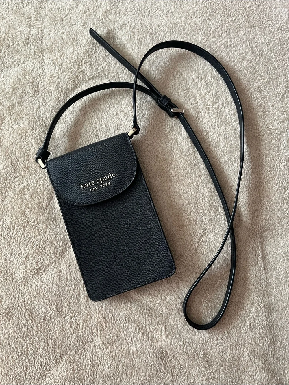 kate spade Black Saffiano Crossbody Phone Pouch